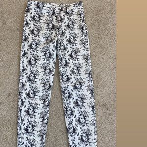 white patterned pants